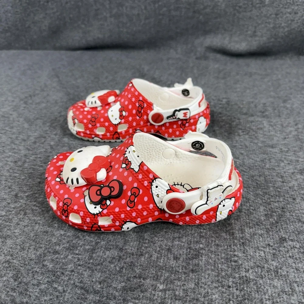Crocs Hello Kitty Kuromi Clog Sandals Girls Size 11 C Red Polka Dot Print Anime - Picture 6 of 13